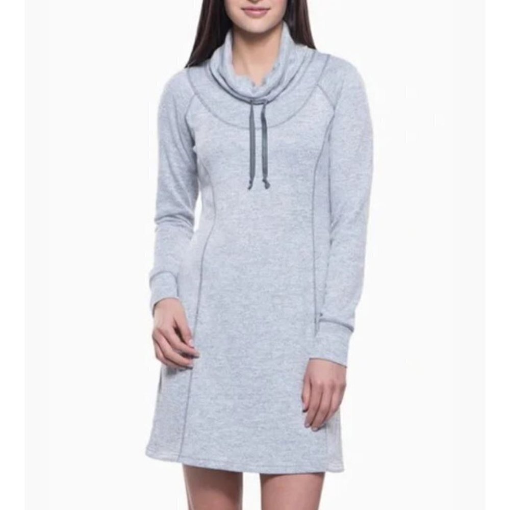 KUHL Lea Heathered Ash Gray Knit Long Sleeve Dress Size Small